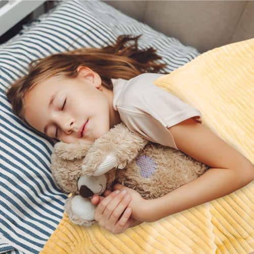 Bnuitland Light Yellow Fleece Throw Blanket, 300GSM Soft Warm Cozy Fluffy Throw for Babys & Pets, Stripe Pattern 50"x40", All Season Sofa Bed Blanket for Home Decor - Image 5