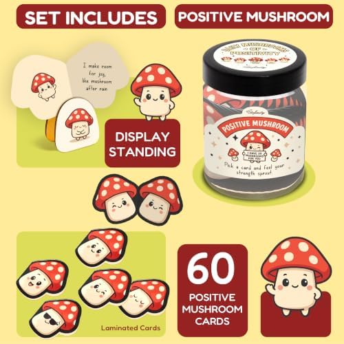 STOFINITY Positive Mushroom Jar, 60 Affirmation Cards for Women - Image 2