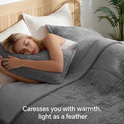 BEDELITE Velvet Quilt Set King Size, Luxury Velvet Comforter Bedding - Image 4