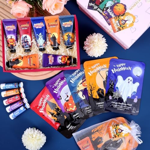 50 Pack Halloween Hand Cream, Facial Mask and Lip Balm Set, Halloween Gifts - Image 7