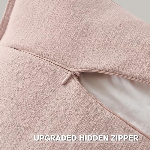 FUTEI Pack of 2 Chenille Throw Pillow Covers 24x24 Inch, Pink - Image 3