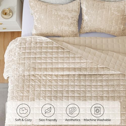 BEDELITE Velvet Quilt Set Queen Size, Luxury Velvet Comforter Bedding - Image 3