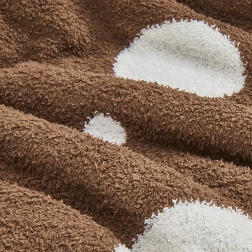 CozeCube Reversible Knitted Throw Blanket, Brown White Polka Dot, 50"x60" - Image 3