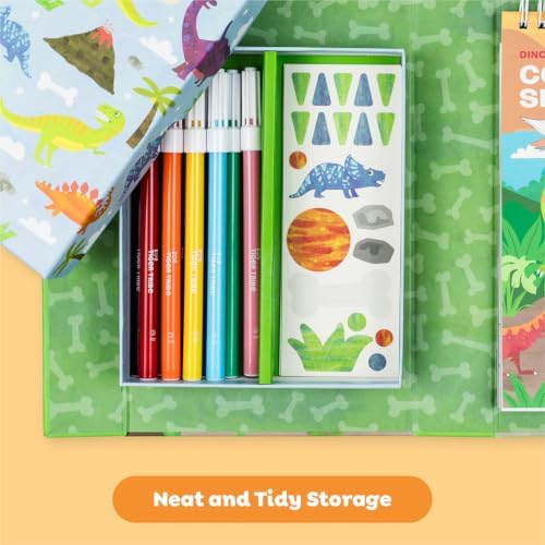 Tiger Tribe Coloring Set - Dinosaurs, Activity Set for Kids, incl. Stickers & Markers Portable Storage Box, Perfect for Travel, Great Gift - Image 4
