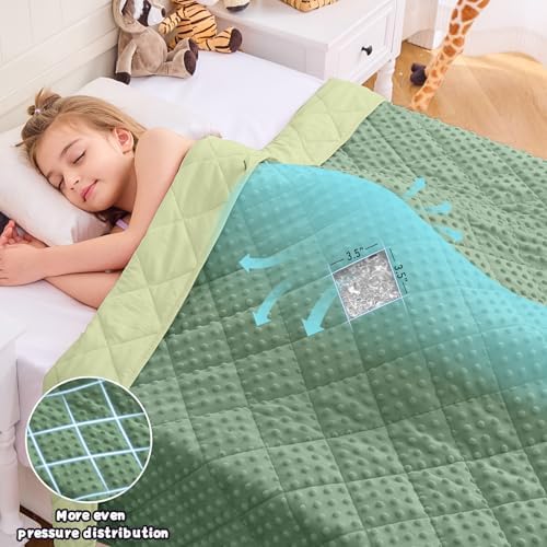 yescool Weighted Blanket 3 lb Moss Green Small Weighted Lap Blanket for Boys and Girls, Cooling Weighted Throw Blankets Minky Heavy Blankets, for 20-45lbs, 36 * 48in - Image 3