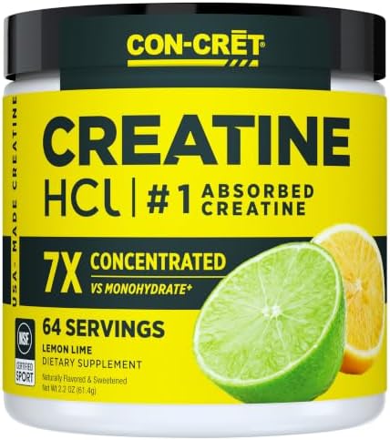 CON-CRET Creatine HCl Powder for Women and Men, Lemon Lime, 64 Servings by CON-CR%C4%92T%C2%AE