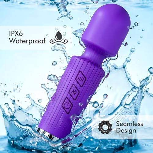 Portable Quiet Vibrating Mini Massager for Women & Men, Personal Handheld Electric Massager for Back Neck Shoulder Muscle Pain Relief & Relaxation, 20 Modes 8 Speeds (Purple) - Image 3