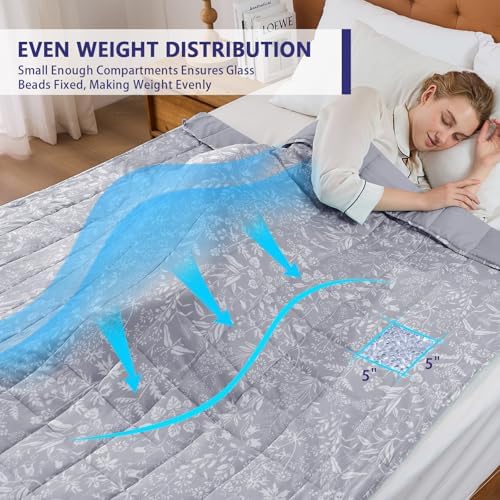 yescool Weighted Blanket for Adults (15 lbs, 48" x 72", Pearl Grey) Cooling Heavy Blanket for Sleeping Perfect for 140-160 lbs, Twin Size Breathable Blanket with Premium Glass Bead, Machine Washable - Image 3