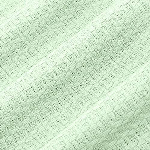 Sweet Home Collection 100% Fine Cotton Blanket Luxurious Weave Stylish Design Soft and Comfortable All Season Warmth, King, Mint - Image 3