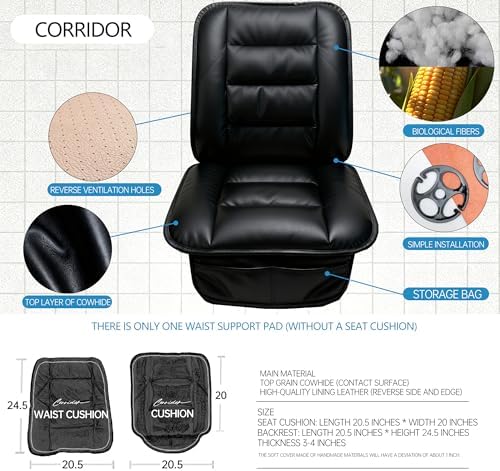 CORRIDOR Genuine Leather Seat Cushion for Car - Handmade - Relieve Hip, Pressure and Sciatica Pain - Ideal for Lower Back Pain - for Office Chair and Car Seat (Premium Black, Backrest) - Image 6