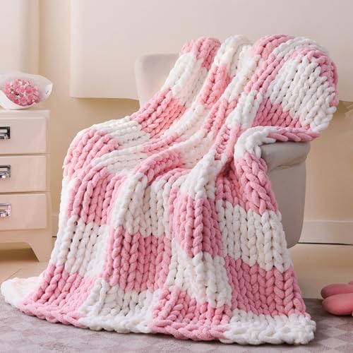 Chunky Knit Blanket Throw for Couch, 51"x63" Chunky Yarn Knitted Blankets by Admitrack