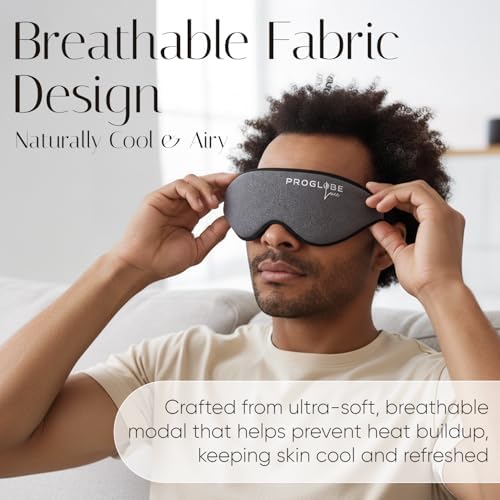 Proglobe Luxe Blackout Sleep Mask, Soft Breathable Modal Fabric, Dark Grey - Image 4