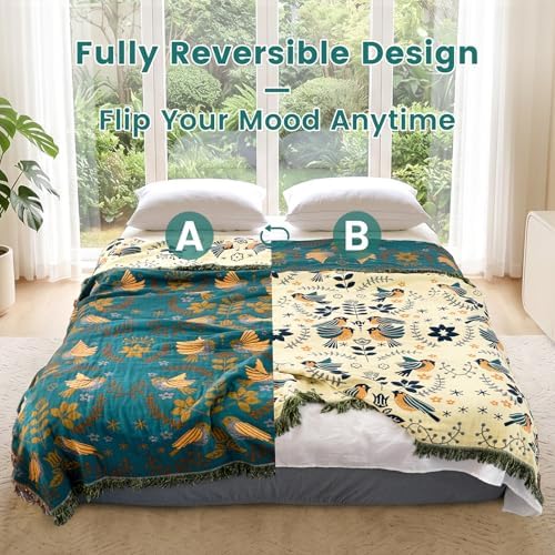 MSGKV Boho Throw Blanket 50"x60" Cotton Blanket for Couch & Living Room - Image 5