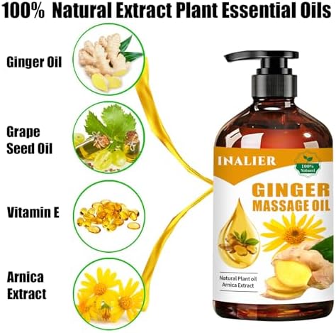 Ginger Massage Oil,Ginger Oil for Lymphatic Drainage,Massage Oil for Massage Therapy,﻿SPA Massage Oils,Relaxing Sore Muscle Massage Oil,Ginger Essential Oil for Body Massage - Image 2
