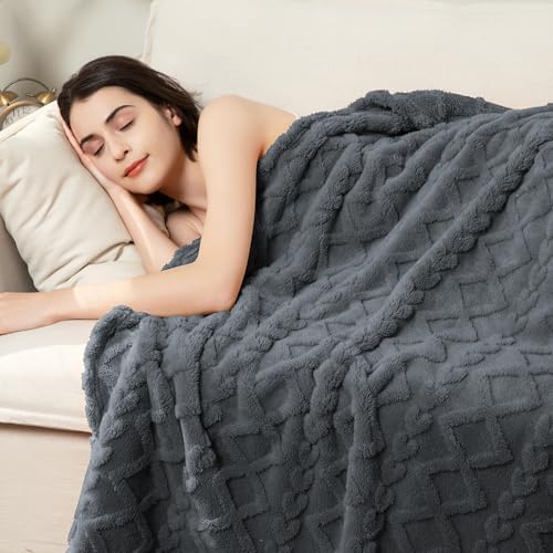 Aganear Fleece Throw Blanket for Couch Sofa 60"x80" Grey - Image 4