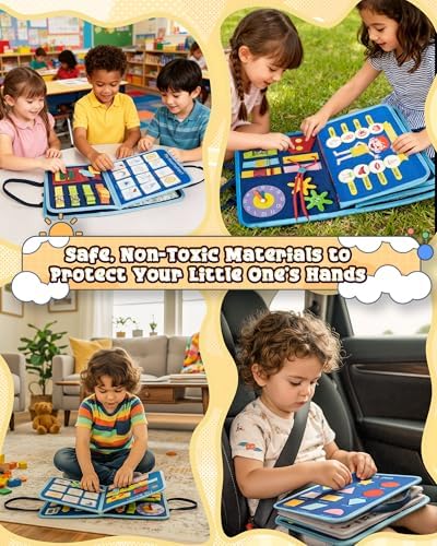 Montessori Busy Board, 8-Page Sensory Activity Toy, Car - Image 6