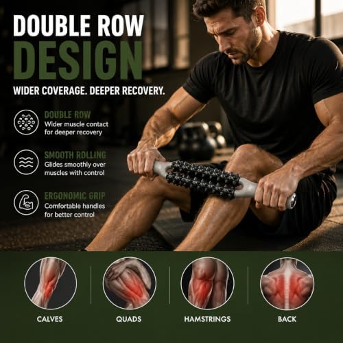 Muscle Roller Stick for Deep Muscle Recovery, Double Row Massage Roller - Image 2