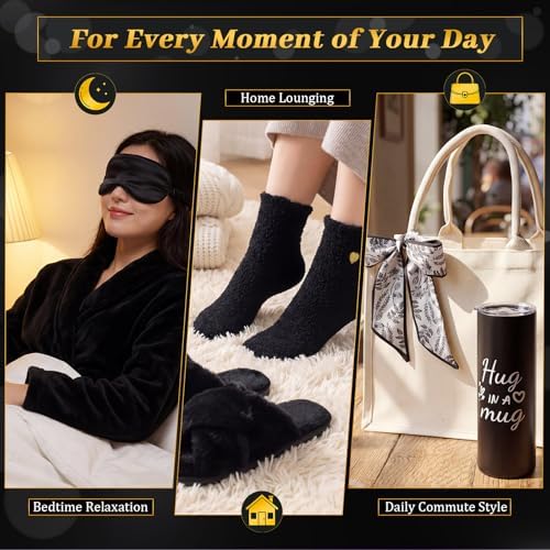 Patelai 7 Pcs Birthday Gifts for Women Spa Robe and Slippers Set Self Care Gift Basket for Women Spa Gift Basket for Friend - Image 3