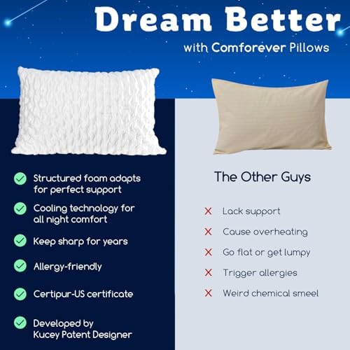 Cooling Side Sleeper Pillow for Adults, Firm Bed Pillow for Side Sleepers Neck and Shoulder Pain, Luxury Shredded Memory Foam Pillow Set of 1- Adjustable King Size- Washable Cover Original White - Image 7