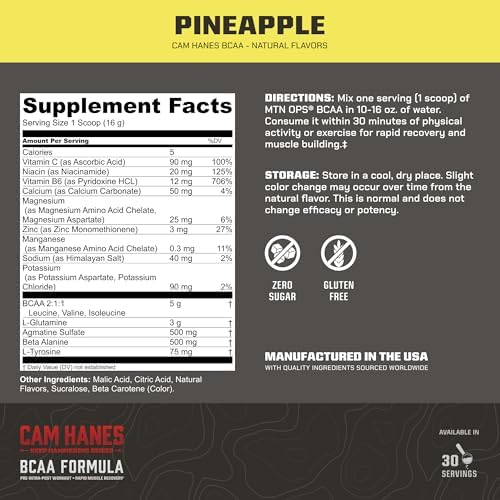 MTN OPS BCAA Powder for Muscle Recovery, Pineapple - Image 2