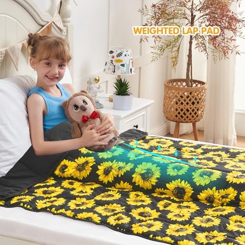 yescool Weighted Blanket 10 Pounds Twin Cooling Weighted Lap Blanket, Sunflower Heavy Blanket for Sleeping, Weighted Throw Blanket Gifts for 80-110lbs, 48"x72" - Image 2
