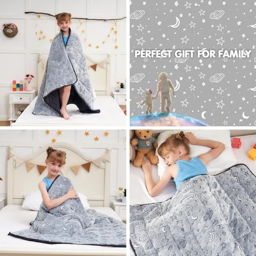 yescool Weighted Blanket 10 Pounds Weighted Lap Blanket, Glow in The Dark Star Heavy Blanket, Warm Minky Weighted Throw Blanket Gifts for 80-110lbs, 40"x60" - Image 6
