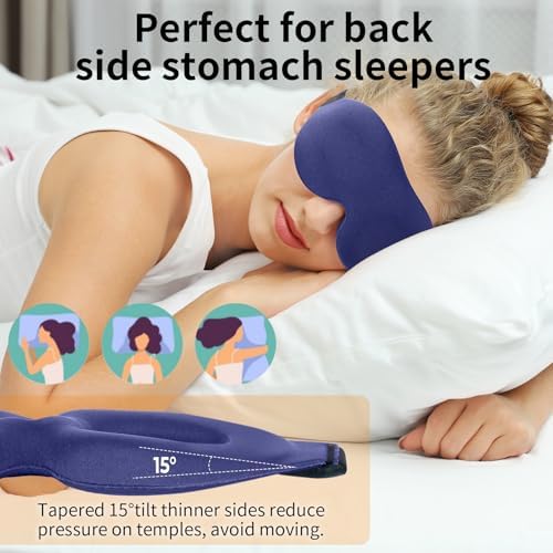 NEWVANGA Sleep Mask for Back and Side Sleeper, Travel Eye Cover, Blue - Image 2