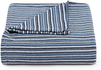 Tommy Hilfiger - Queen Cotton Blanket, Fade Resistant Yarn-Dyed Cotton Bedding, Medium Weight Soft Blanket, Ideal for Layering, Oeko-TEX Certified (Blue) by Unknown