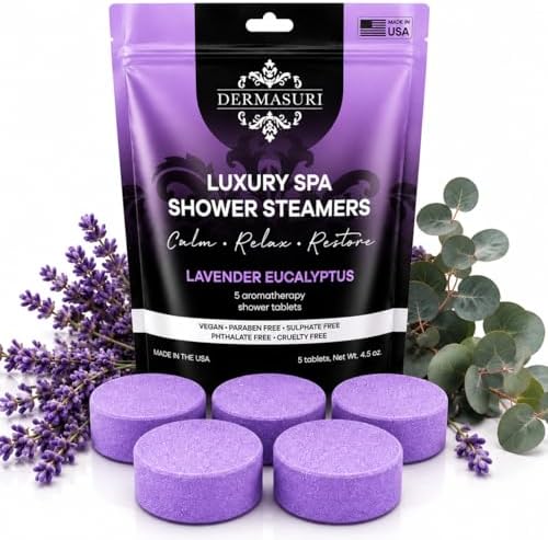 Dermasuri Shower Steamers Aromatherapy, Lavender Eucalyptus Shower Tablets by Dermasuri