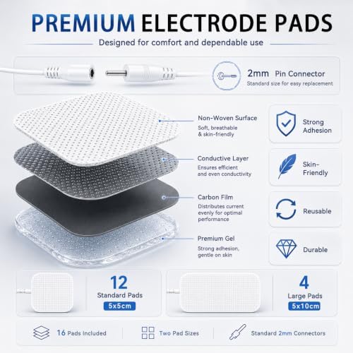TENS EMS Unit Muscle Stimulator for Pain Relief,5-in-1 & 80 Modes 4 Channel 30 Intensity Electronic Pulse Massager,Large Color LCD Display with 16 Electrode Pads for Shoulder,Neck,Back,Sciatica - Image 5