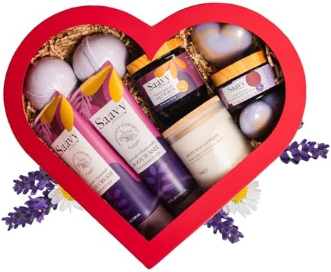 Mom Gifts Set Saavy Naturals - Plant-based Ingredients 9-Piece Spa Gift Set – Body Wash, Scrub & More –, Luxurious Spa Gift Basket for Women & Men –(Mothers Day Gifts – Lavender Chamomile) by SaavyNaturals