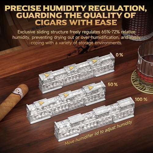 KEJIAR Cigar Humidifier, 2-Piece Slide Controlled Humidity Release Crystal Gel Cigar Humidor Humidifier, Reusable Humidor Accessories, Ideal Cigar Accessories for Men Gift Set - Image 3