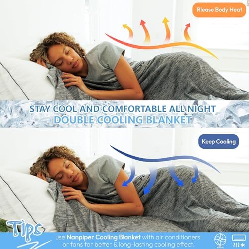 NANPIPER Cooling Blanket Queen Size for Hot Sleepers,Double Sided Cold Lightweight Summer Bed Blanket, Dark Grey 90"x90" - Image 3