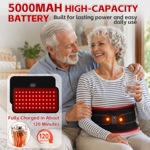 Red Light Therapy Pad for Body, 660nm & 850nm Red Light Therapy Wrap with 60 LED Lights, 5000mAh Rechargeable Battery, Flexible Portable Light Therapy Pad for Back, Knee, Post-Workout Relaxation - Image 5