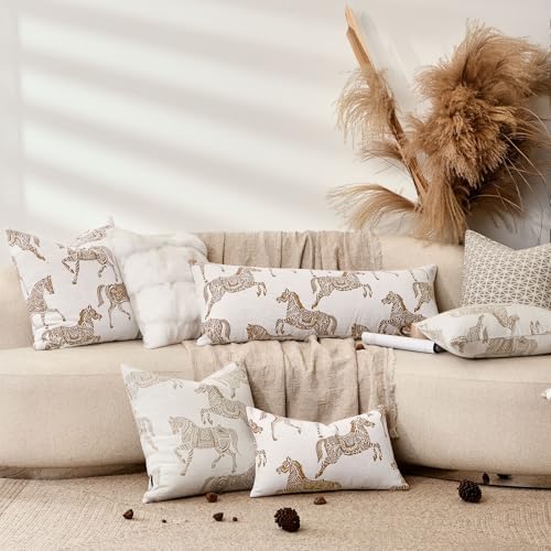 Luxury Equestrian Throw Pillow Cover 18x18, Double Sided Orange Horse Jacquard Embroidery Decorative Cushion Cover for Sofa Bed Living Room, Bedroom - Image 6