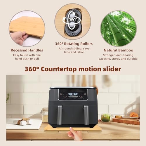 360°Rolling Tray Bamboo Appliance Slider for Breville Espresso Machine - Image 4
