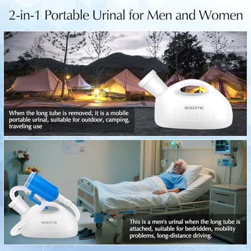 Portable Urinals for Men, OOCOME Men Urinal Bottle Spill Proof Reusable Male Pee Bottle Camping Toilet Thicken Men's Potty 2000 ml 47.2" Long Tube with Lid - Image 4