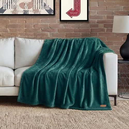 Lucky Brand Solid Plush Throw Blanket, 50"x70", Dark Green by LuckyBrand