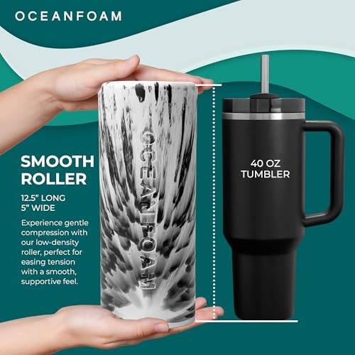 Oceanfoam Smooth Soft Foam Roller (Black Marbled) - Beginner, Travel Sized Low Density Foam Roller for Home & Gym, Physical Therapy, Back Pain, & Exercise - Yoga & Athletics (12.5" x 5") - Image 6