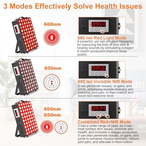 Red Light Therapy for Face and Body,Near Infrared Light Therapy for Pain Relief,Sleep, Skin Health, Recovery with 660nm 850nm 300W High Power Panel, Infrared Therapy or Infrared Light Therapy Device - Image 4