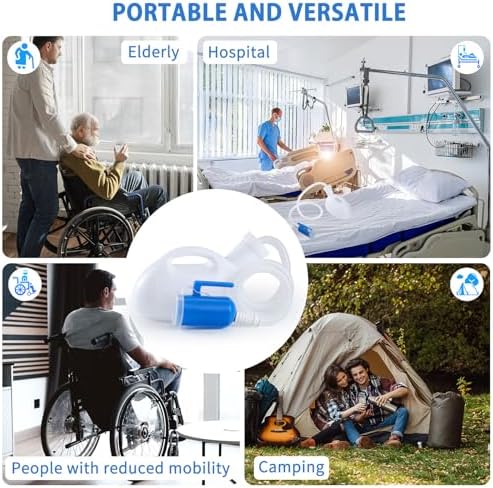 Urinals for Men, ONEDONE Portable Urinal for Men 68 OZ Urine Bottle Pee Bottle Spill Proof for Camping Travel Hospital Home Bedside Emergency Cuttable Long Hose with Lid(White) - Image 4