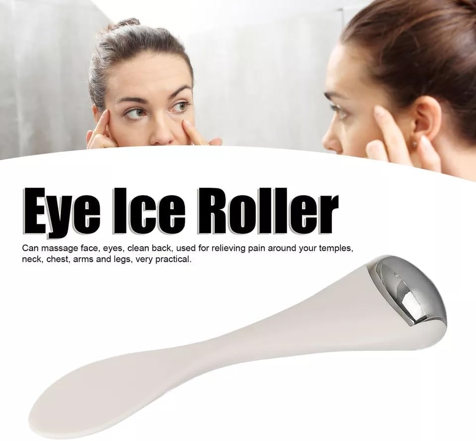 Mini Eye Face Rollers Massager 304 Stainless Steel Ice Silicone Roller for Relief Pain Skincare Facial Women Girl Gift (White Color) - Image 6