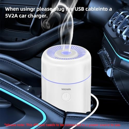 SEEDSEEL 100ML Car Diffuser Humidifier, Cool Mist Air Essential Oil Diffuser with 7-LED Color Changing, Suitable for Car - Image 3