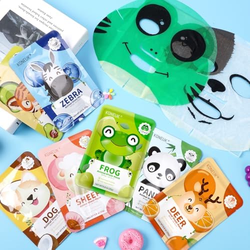 KONEUK 56 Pack Bulk Animal Face Mask for Kids, Hydrating & Moisturizing - Image 7