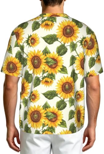 Men's Scrub Top,V-Neck Spill Wrinkle Resistant,3 Pockets-Sunflower (9) - Image 2
