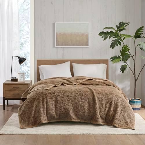 Woolrich Burlington Berber Blanket Super Soft, Cozy Lightweight Cover with Luxurious Velvet Binding, Modern Trendy All Season Bedspread Bedding-Set, King 108" W x 90" L Brown - Image 2