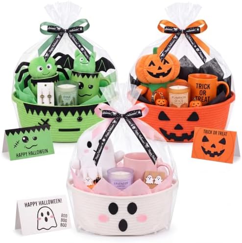 Colingmill 3 Pcs Halloween Boo Gift Basket, Green,Orange,Pink, Ghost by Colingmill