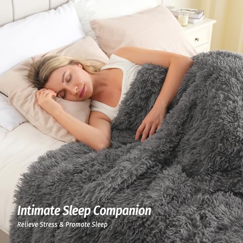 Wemore Weighted Blanket for Adult 60"x80" 15lbs Soft Long Plush Queen Grey - Image 2