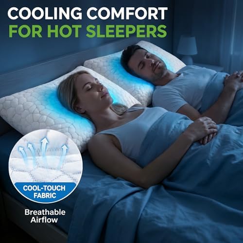 SUPA MODERN Cooling Bed Pillows for Sleeping 2 Pack Shredded Memory Foam Pillows Adjustable Pillow for Side Back Stomach Sleepers Luxury Gel Pillows Queen Size Set of 2 with Washable Removable Cover - Image 3