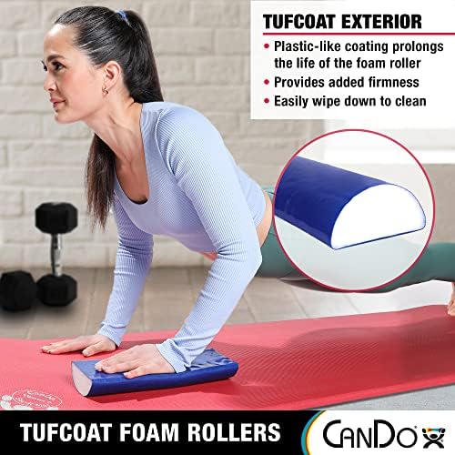 CanDo Premium TufCoat Blue Coated Half-Round Foam Rollers for Muscle Restoration, Massage Therapy, Rehabilitation, Sport Recovery and Physical Therapy for Home, Clinic and Gym - Image 6